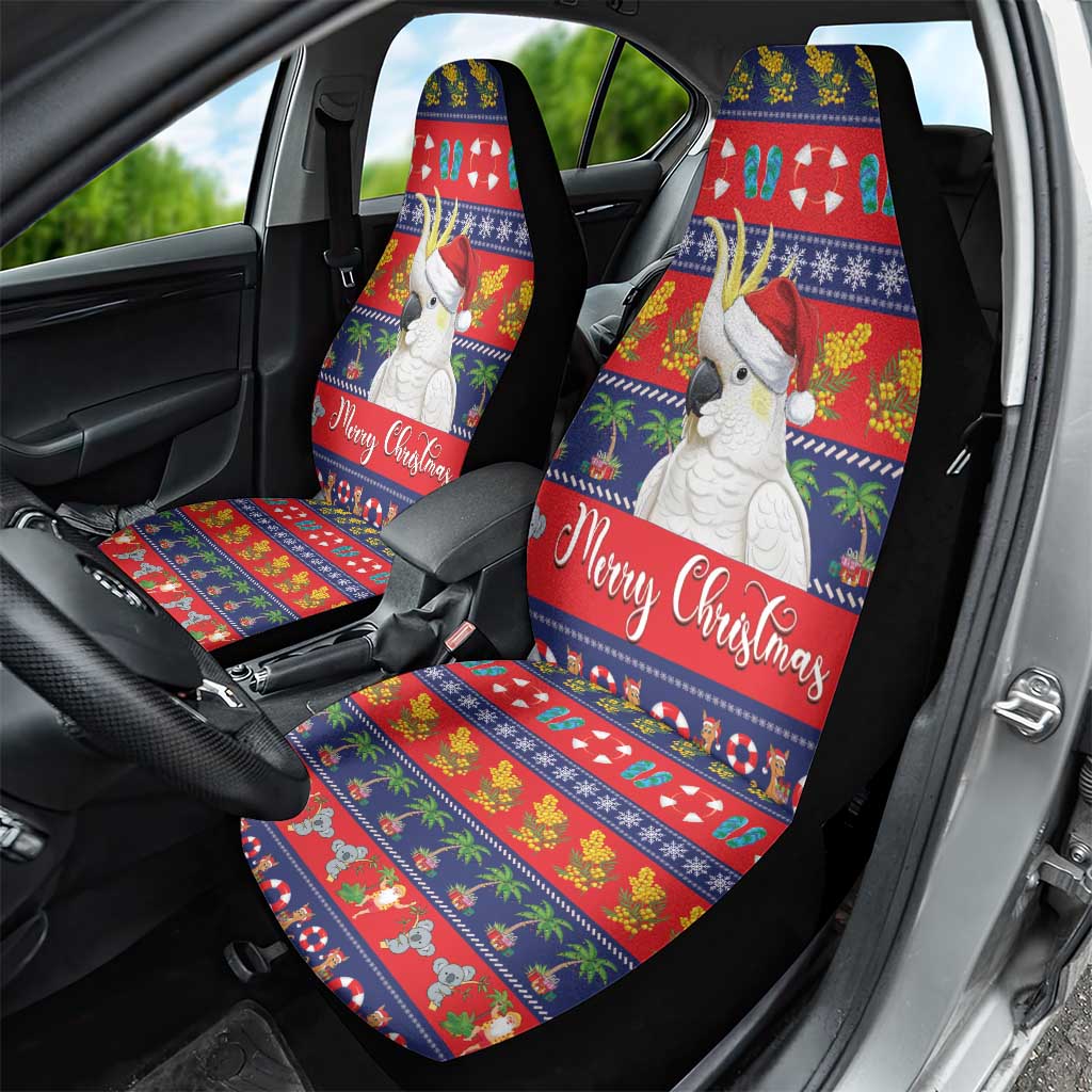 Sulphur-crested Cockatoo Australia Christmas Car Seat Cover Aussie Xmas Beach Vibes - Aussie Hoodie