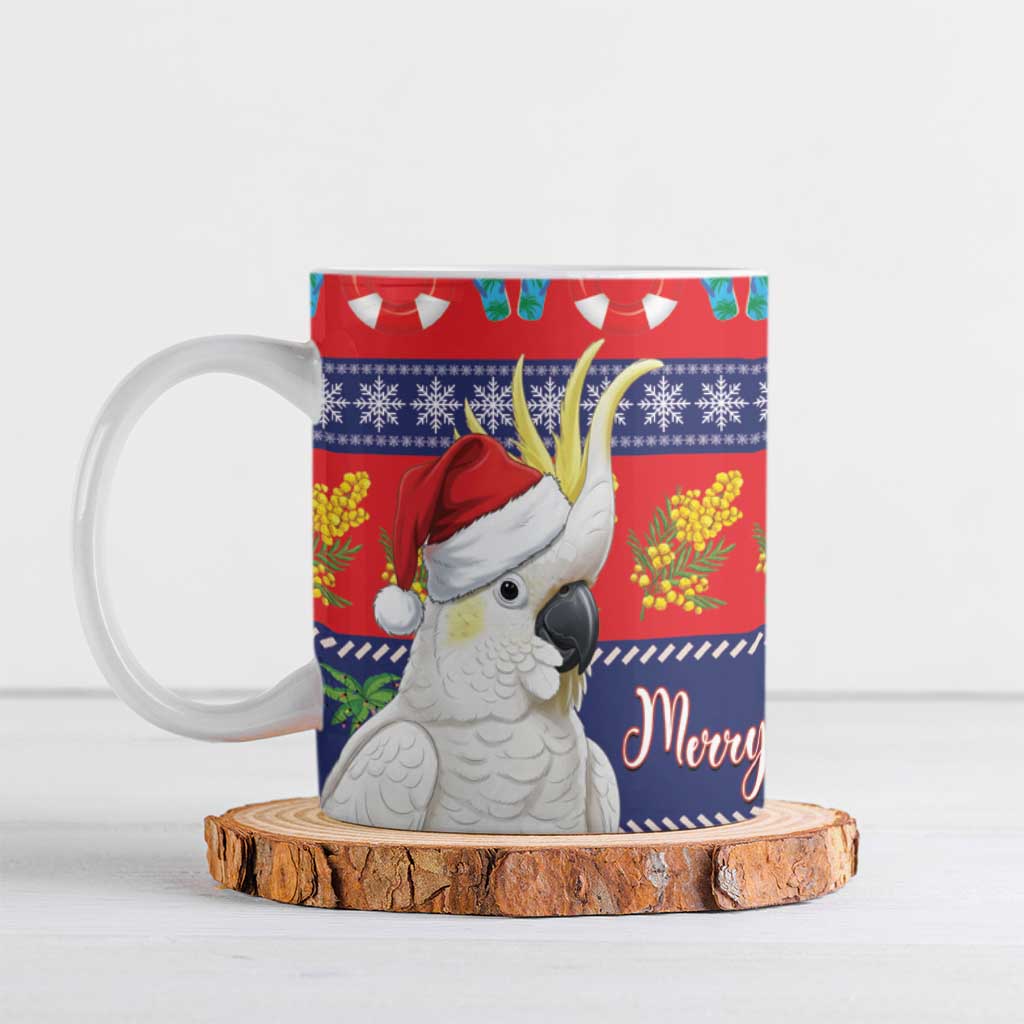 Sulphur-crested Cockatoo Australia Christmas Ceramic Mug Aussie Xmas Beach Vibes - Aussie Hoodie