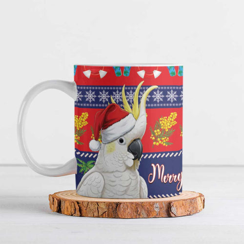 Sulphur-crested Cockatoo Australia Christmas Ceramic Mug Aussie Xmas Beach Vibes - Aussie Hoodie