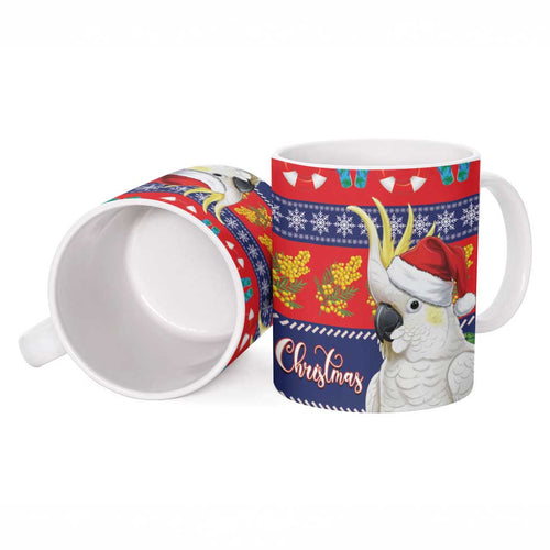Sulphur-crested Cockatoo Australia Christmas Ceramic Mug Aussie Xmas Beach Vibes - Aussie Hoodie