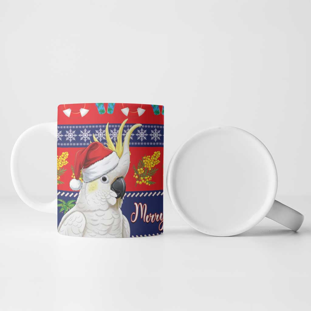 Sulphur-crested Cockatoo Australia Christmas Ceramic Mug Aussie Xmas Beach Vibes - Aussie Hoodie