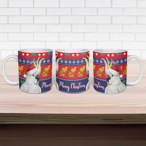 Sulphur-crested Cockatoo Australia Christmas Ceramic Mug Aussie Xmas Beach Vibes - Aussie Hoodie