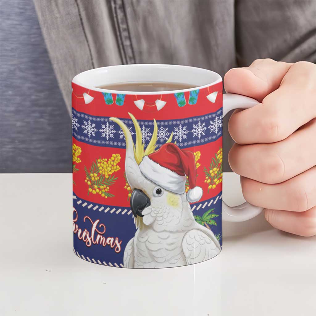 Sulphur-crested Cockatoo Australia Christmas Ceramic Mug Aussie Xmas Beach Vibes - Aussie Hoodie