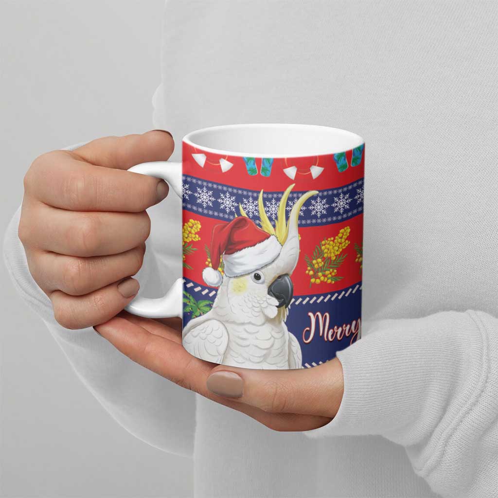 Sulphur-crested Cockatoo Australia Christmas Ceramic Mug Aussie Xmas Beach Vibes - Aussie Hoodie