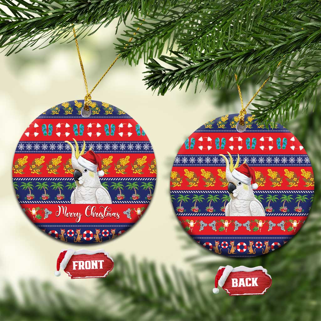 Sulphur-crested Cockatoo Australia Christmas Ceramic Ornament Aussie Xmas Beach Vibes - Aussie Hoodie