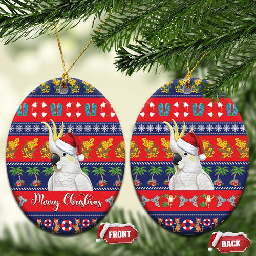 Sulphur-crested Cockatoo Australia Christmas Ceramic Ornament Aussie Xmas Beach Vibes - Aussie Hoodie