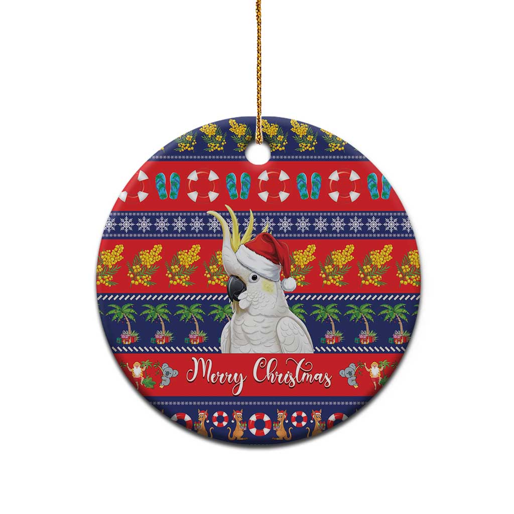 Sulphur-crested Cockatoo Australia Christmas Ceramic Ornament Aussie Xmas Beach Vibes - Aussie Hoodie