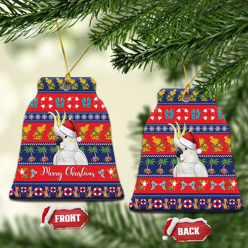 Sulphur-crested Cockatoo Australia Christmas Ceramic Ornament Aussie Xmas Beach Vibes - Aussie Hoodie