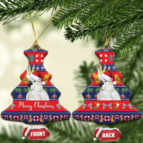 Sulphur-crested Cockatoo Australia Christmas Ceramic Ornament Aussie Xmas Beach Vibes - Aussie Hoodie