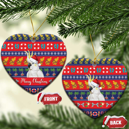 Sulphur-crested Cockatoo Australia Christmas Ceramic Ornament Aussie Xmas Beach Vibes - Aussie Hoodie