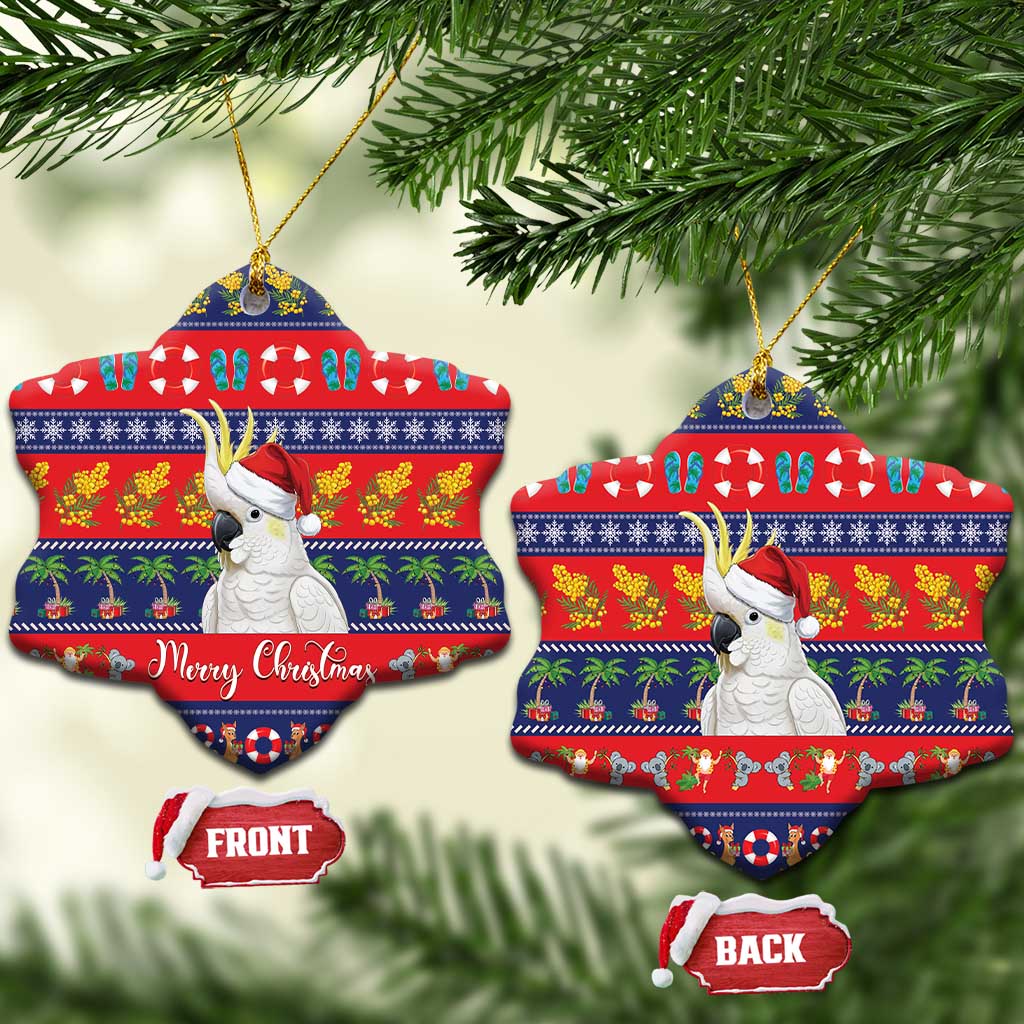 Sulphur-crested Cockatoo Australia Christmas Ceramic Ornament Aussie Xmas Beach Vibes - Aussie Hoodie