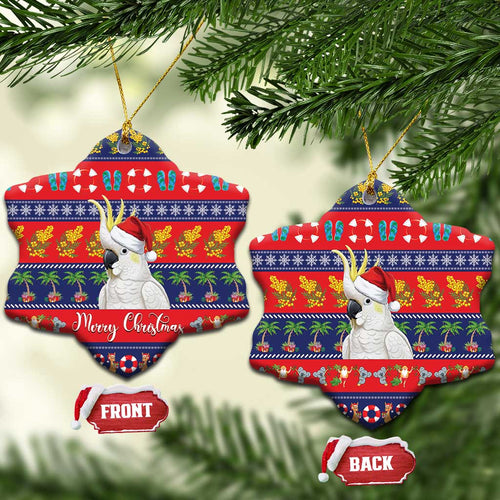 Sulphur-crested Cockatoo Australia Christmas Ceramic Ornament Aussie Xmas Beach Vibes - Aussie Hoodie