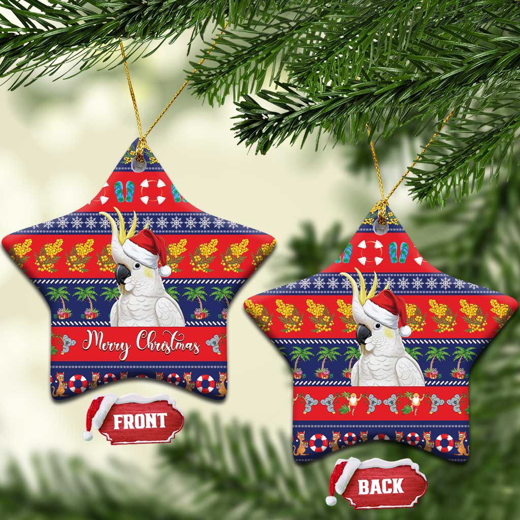 Sulphur-crested Cockatoo Australia Christmas Ceramic Ornament Aussie Xmas Beach Vibes - Aussie Hoodie