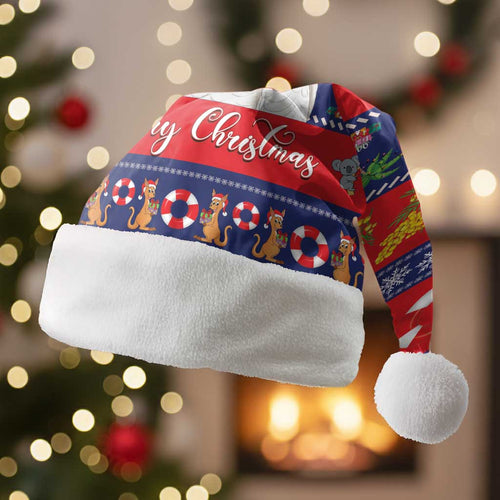 Sulphur-crested Cockatoo Australia Christmas Santa Hat Aussie Xmas Beach Vibes - Aussie Hoodie