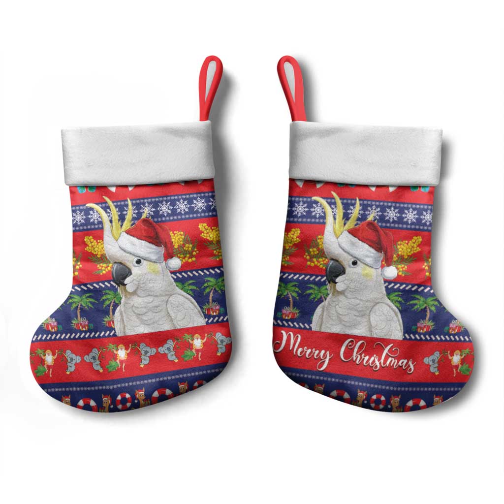 Sulphur-crested Cockatoo Australia Christmas Stocking Aussie Xmas Beach Vibes - Aussie Hoodie