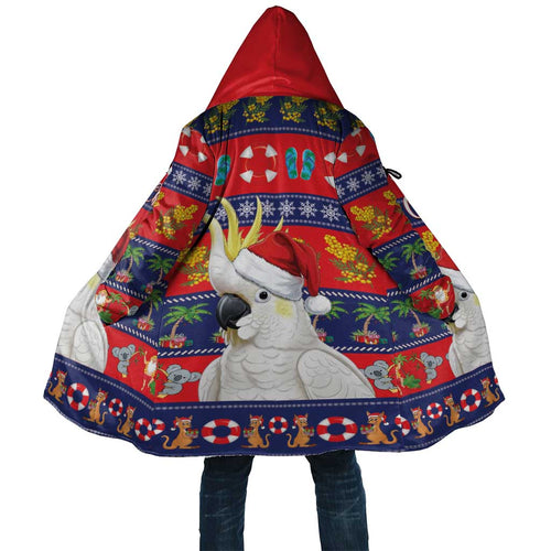 Sulphur-crested Cockatoo Australia Christmas Cloak Aussie Xmas Beach Vibes - Aussie Hoodie