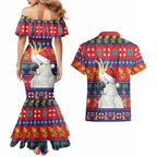 Sulphur-crested Cockatoo Australia Christmas Couples Matching Mermaid Dress and Hawaiian Shirt Aussie Xmas Beach Vibes - Aussie Hoodie