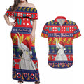 Sulphur-crested Cockatoo Australia Christmas Couples Matching Off Shoulder Maxi Dress and Hawaiian Shirt Aussie Xmas Beach Vibes - Aussie Hoodie