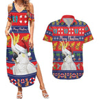 Sulphur-crested Cockatoo Australia Christmas Couples Matching Summer Maxi Dress and Hawaiian Shirt Aussie Xmas Beach Vibes - Aussie Hoodie