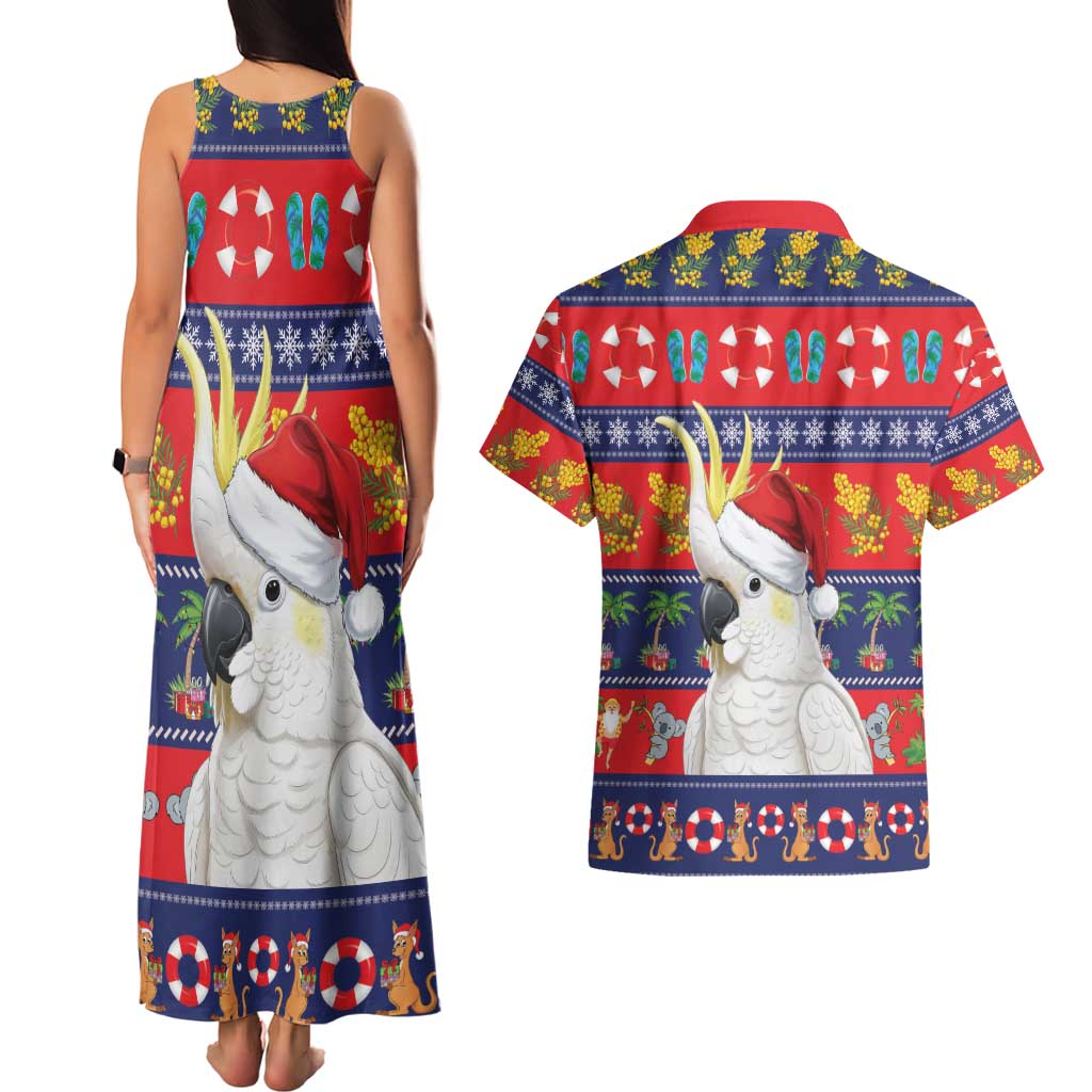 Sulphur-crested Cockatoo Australia Christmas Couples Matching Tank Maxi Dress and Hawaiian Shirt Aussie Xmas Beach Vibes - Aussie Hoodie