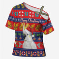Sulphur-crested Cockatoo Australia Christmas Cross Shoulder Shirt Aussie Xmas Beach Vibes - Aussie Hoodie