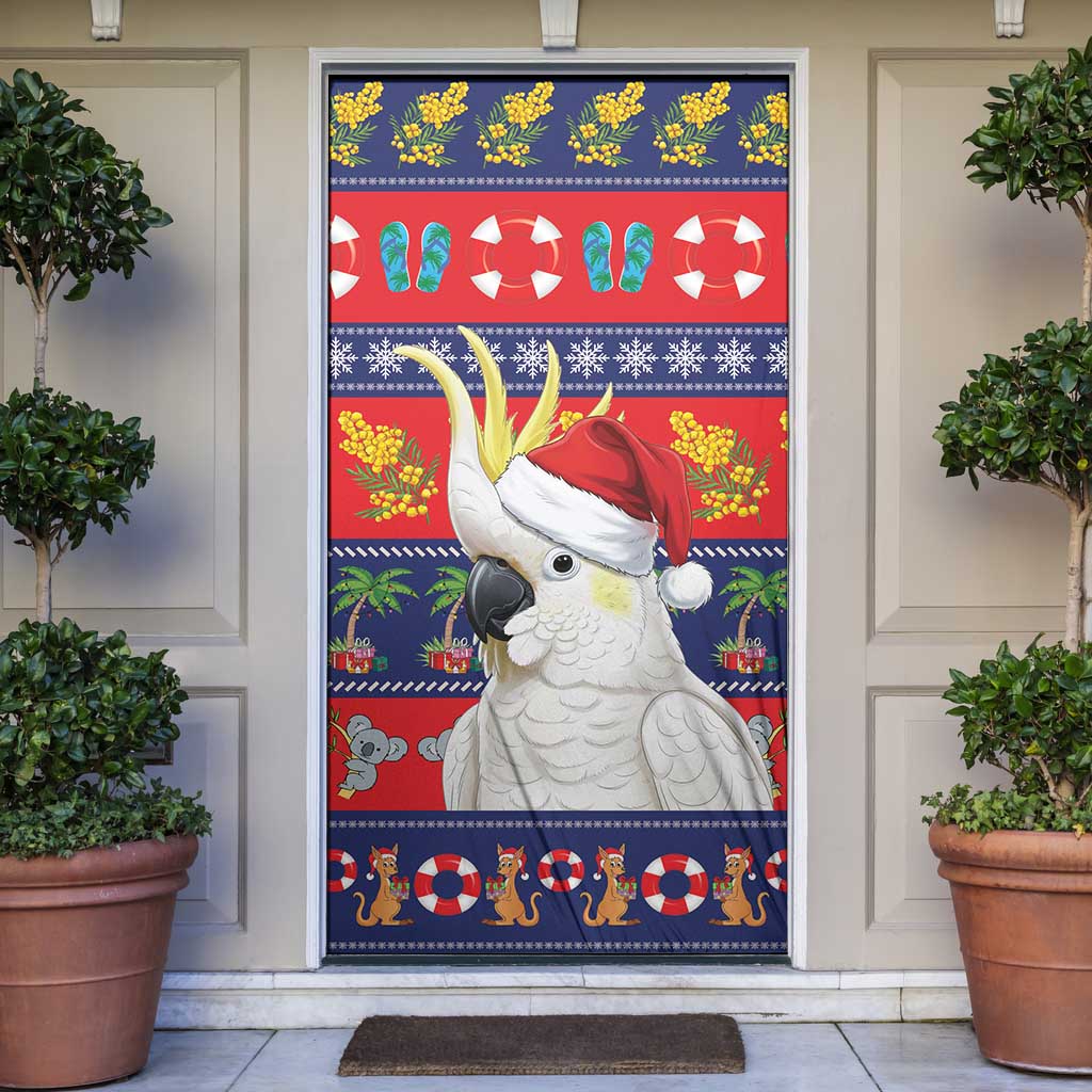 Sulphur-crested Cockatoo Australia Christmas Door Cover Aussie Xmas Beach Vibes - Aussie Hoodie