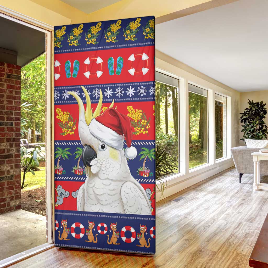 Sulphur-crested Cockatoo Australia Christmas Door Cover Aussie Xmas Beach Vibes - Aussie Hoodie