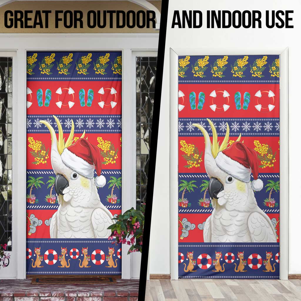 Sulphur-crested Cockatoo Australia Christmas Door Cover Aussie Xmas Beach Vibes - Aussie Hoodie