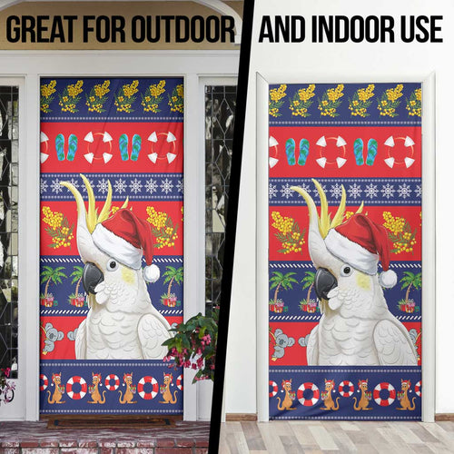 Sulphur-crested Cockatoo Australia Christmas Door Cover Aussie Xmas Beach Vibes - Aussie Hoodie