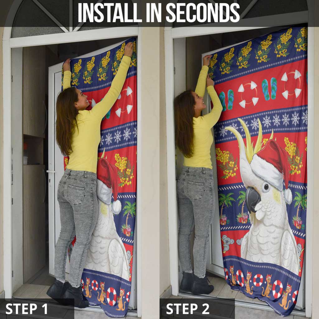 Sulphur-crested Cockatoo Australia Christmas Door Cover Aussie Xmas Beach Vibes - Aussie Hoodie