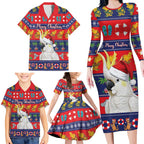 Sulphur-crested Cockatoo Australia Christmas Family Matching Long Sleeve Bodycon Dress and Hawaiian Shirt Aussie Xmas Beach Vibes - Aussie Hoodie