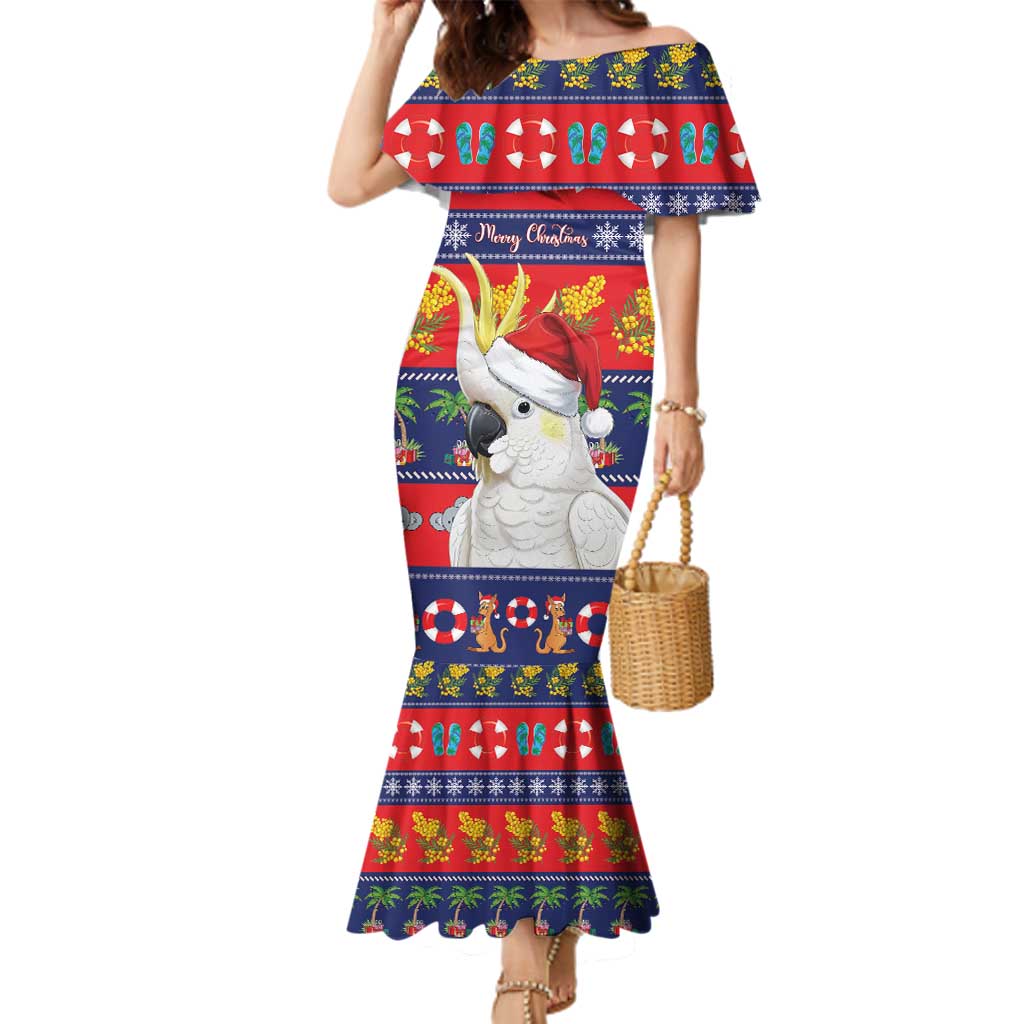 Sulphur-crested Cockatoo Australia Christmas Family Matching Mermaid Dress and Hawaiian Shirt Aussie Xmas Beach Vibes - Aussie Hoodie