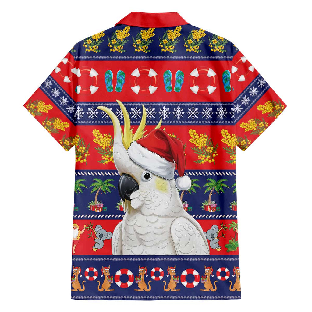 Sulphur-crested Cockatoo Australia Christmas Family Matching Off The Shoulder Long Sleeve Dress and Hawaiian Shirt Aussie Xmas Beach Vibes - Aussie Hoodie