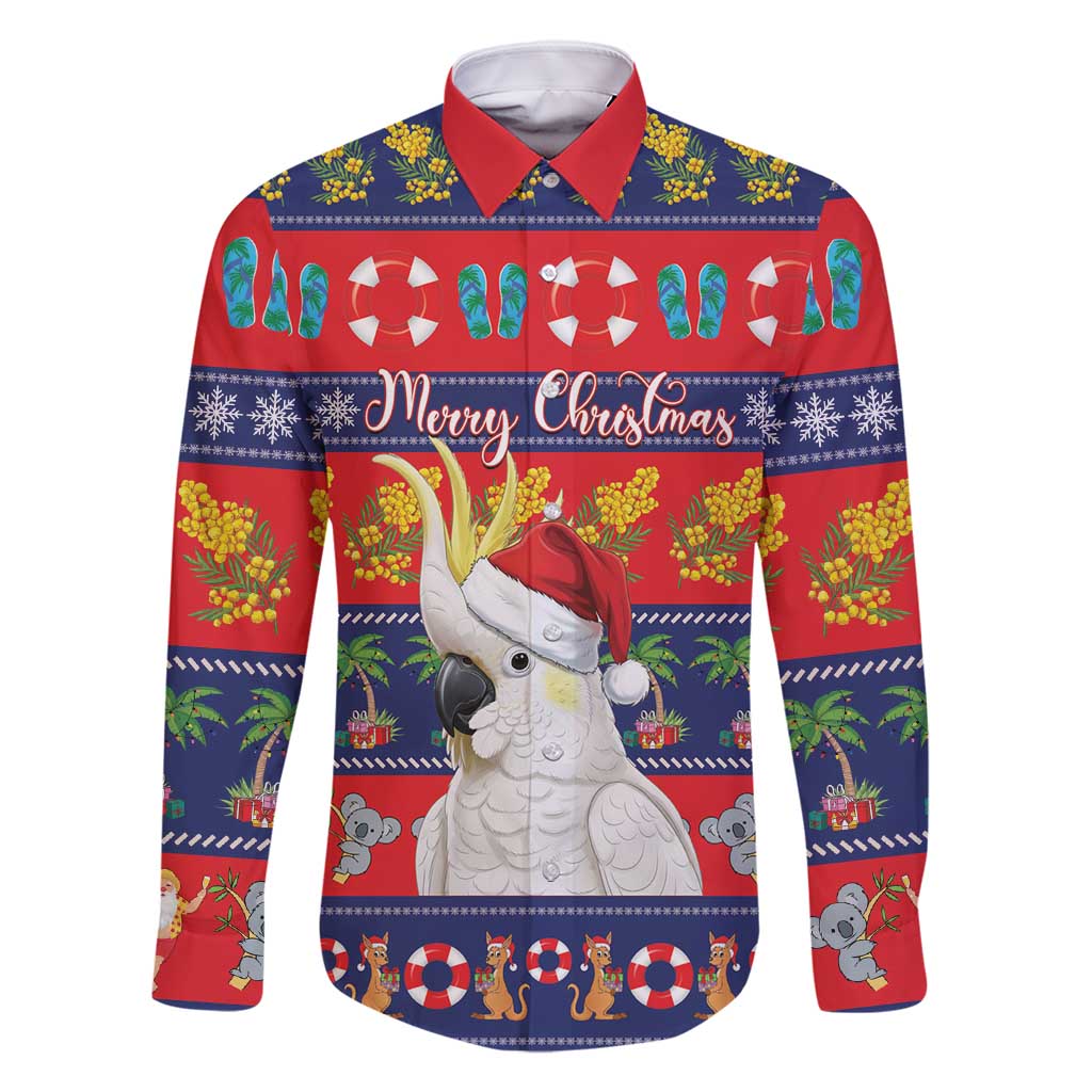 Sulphur-crested Cockatoo Australia Christmas Family Matching Off Shoulder Maxi Dress and Hawaiian Shirt Aussie Xmas Beach Vibes - Aussie Hoodie