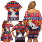 Sulphur-crested Cockatoo Australia Christmas Family Matching Off Shoulder Short Dress and Hawaiian Shirt Aussie Xmas Beach Vibes - Aussie Hoodie