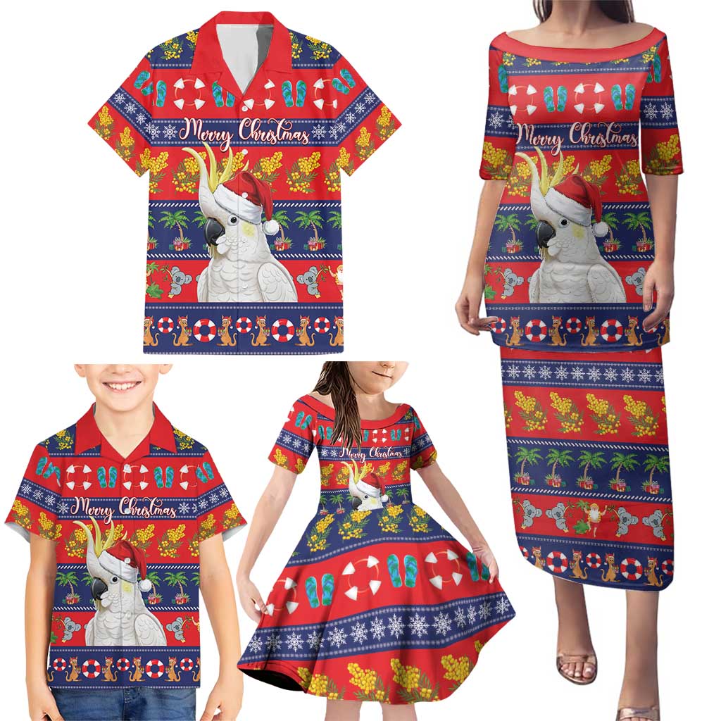 Sulphur-crested Cockatoo Australia Christmas Family Matching Puletasi and Hawaiian Shirt Aussie Xmas Beach Vibes - Aussie Hoodie