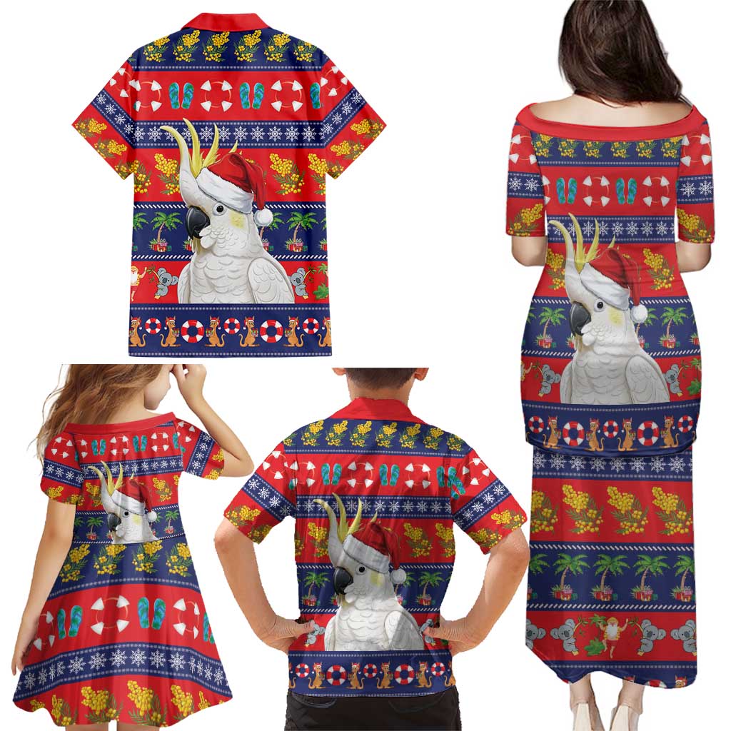 Sulphur-crested Cockatoo Australia Christmas Family Matching Puletasi and Hawaiian Shirt Aussie Xmas Beach Vibes - Aussie Hoodie