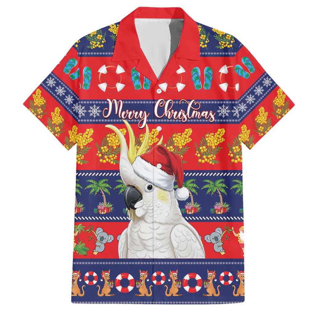 Sulphur-crested Cockatoo Australia Christmas Family Matching Short Sleeve Bodycon Dress and Hawaiian Shirt Aussie Xmas Beach Vibes - Aussie Hoodie