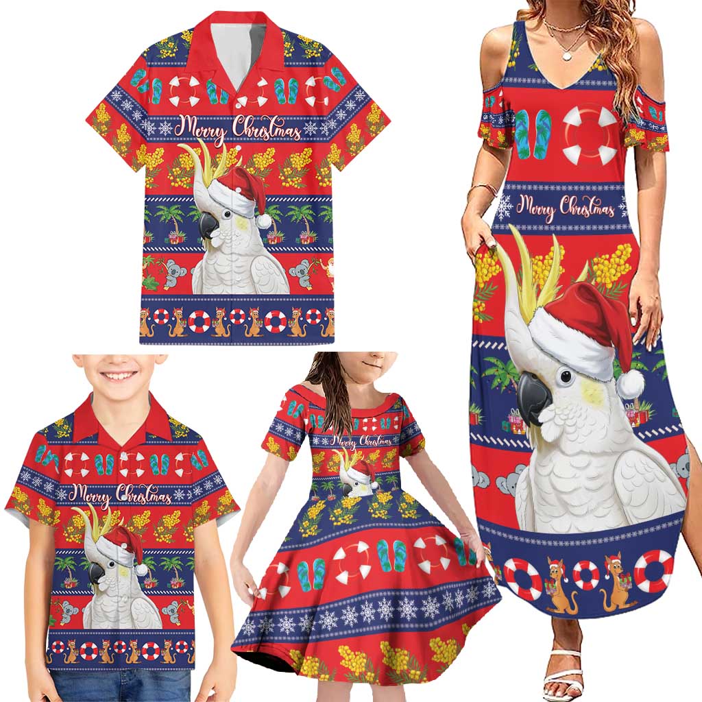Sulphur-crested Cockatoo Australia Christmas Family Matching Summer Maxi Dress and Hawaiian Shirt Aussie Xmas Beach Vibes - Aussie Hoodie