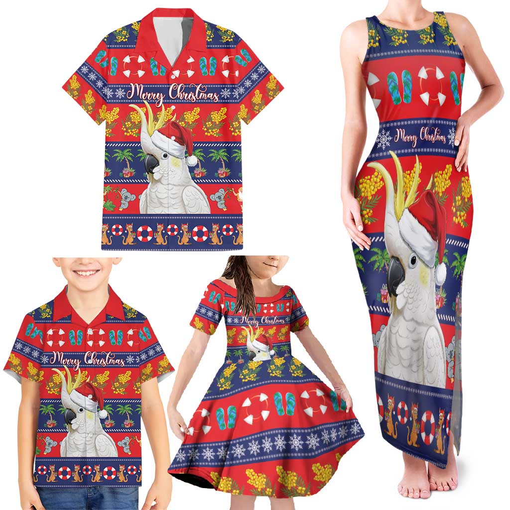 Sulphur-crested Cockatoo Australia Christmas Family Matching Tank Maxi Dress and Hawaiian Shirt Aussie Xmas Beach Vibes - Aussie Hoodie