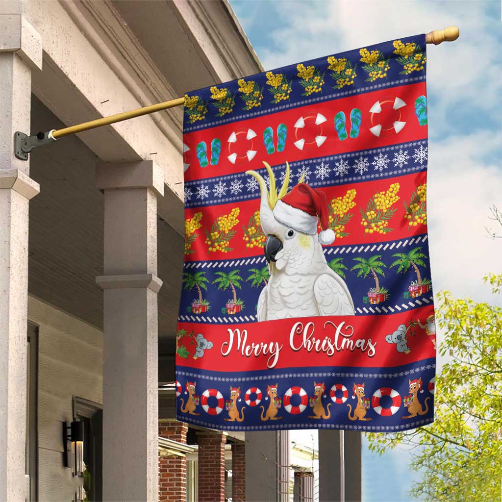 Sulphur-crested Cockatoo Australia Christmas Garden Flag Aussie Xmas Beach Vibes - Aussie Hoodie