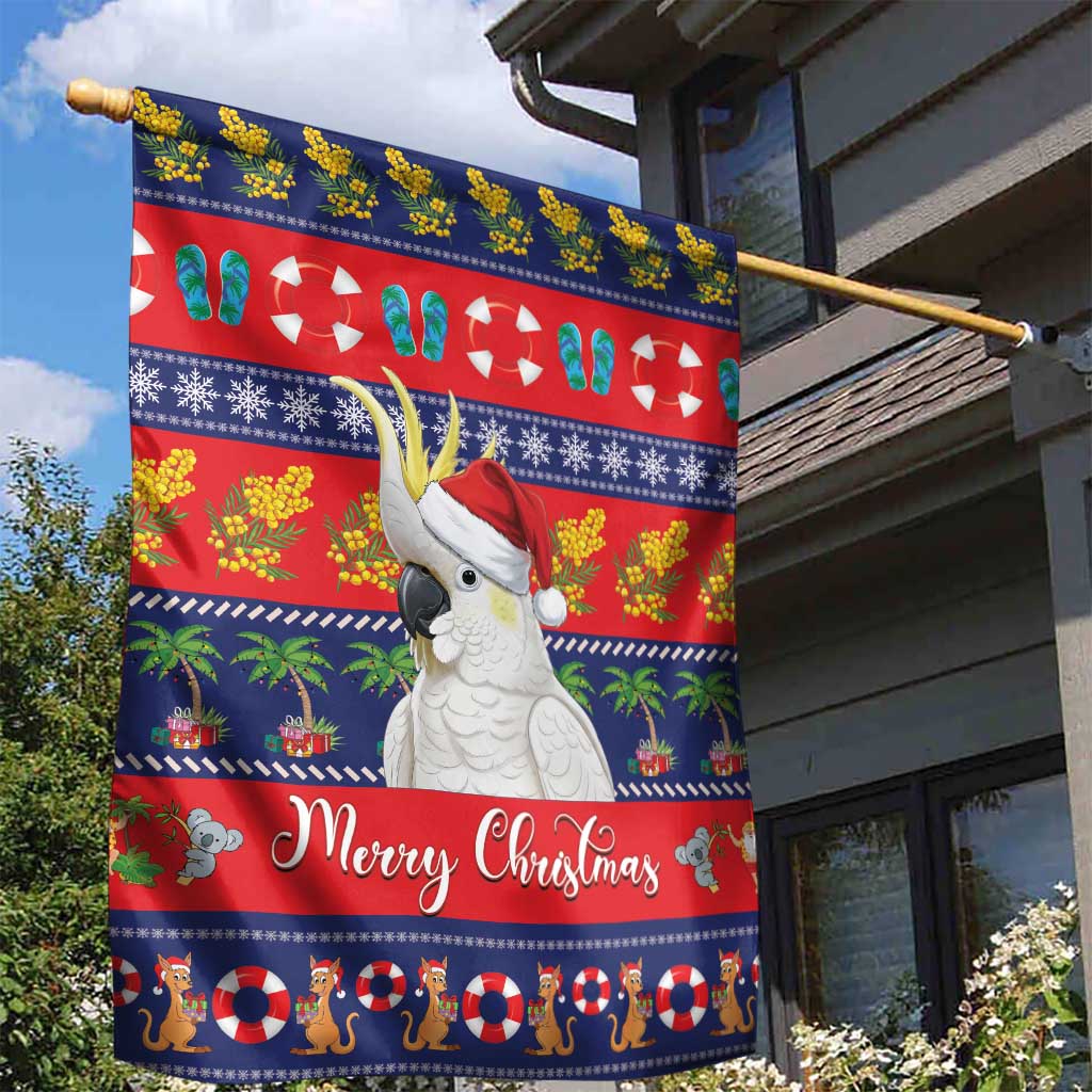 Sulphur-crested Cockatoo Australia Christmas Garden Flag Aussie Xmas Beach Vibes - Aussie Hoodie