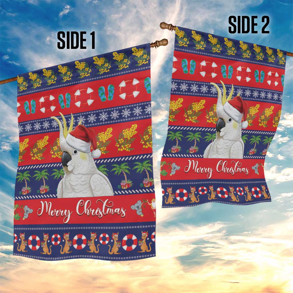 Sulphur-crested Cockatoo Australia Christmas Garden Flag Aussie Xmas Beach Vibes - Aussie Hoodie