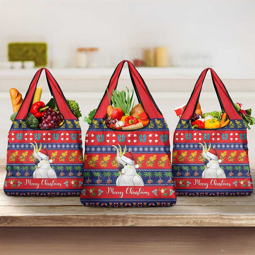 Sulphur-crested Cockatoo Australia Christmas Grocery Bag Aussie Xmas Beach Vibes - Aussie Hoodie