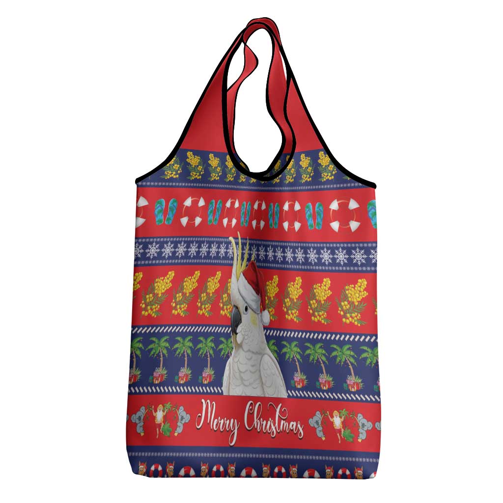 Sulphur-crested Cockatoo Australia Christmas Grocery Bag Aussie Xmas Beach Vibes - Aussie Hoodie