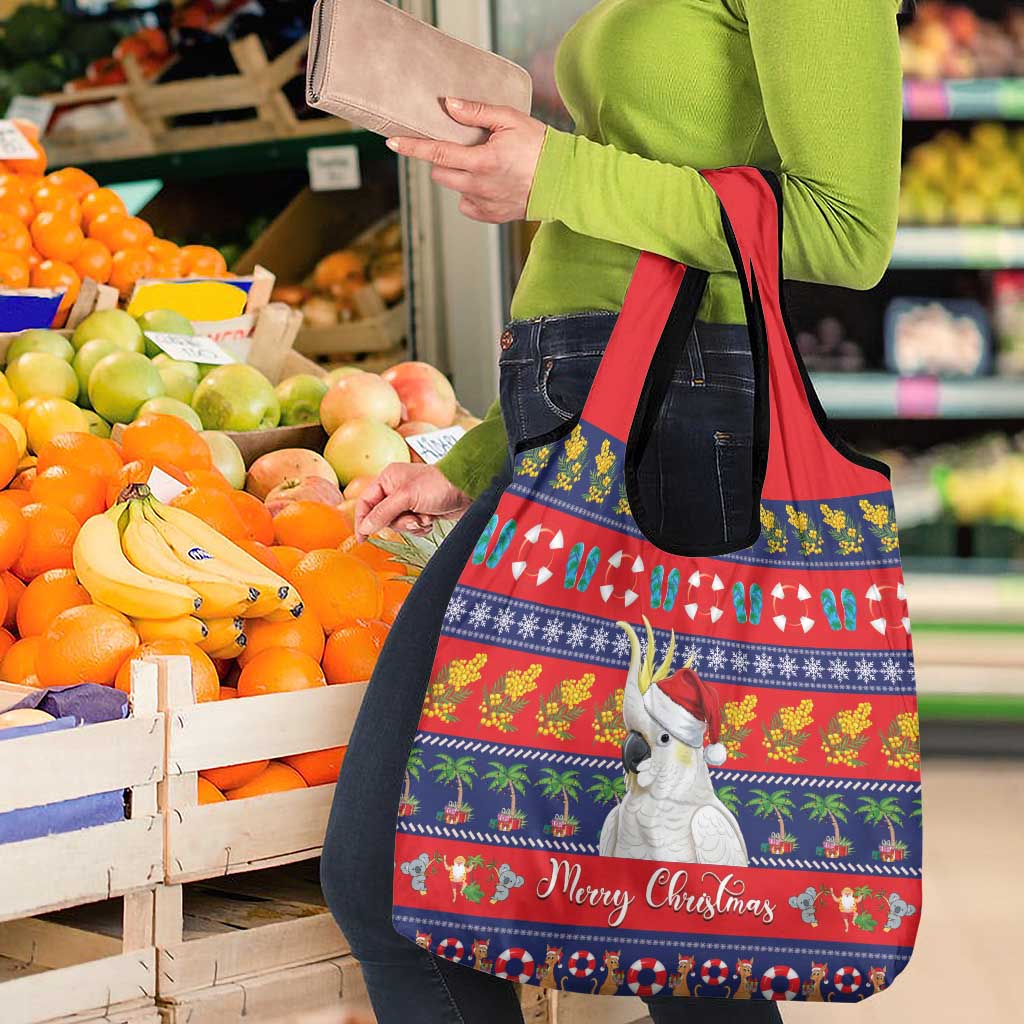 Sulphur-crested Cockatoo Australia Christmas Grocery Bag Aussie Xmas Beach Vibes - Aussie Hoodie