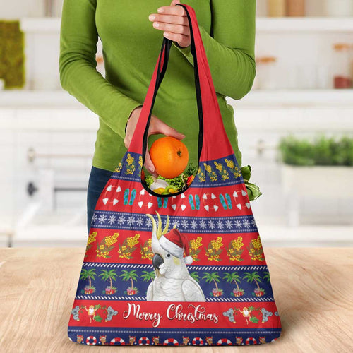 Sulphur-crested Cockatoo Australia Christmas Grocery Bag Aussie Xmas Beach Vibes - Aussie Hoodie