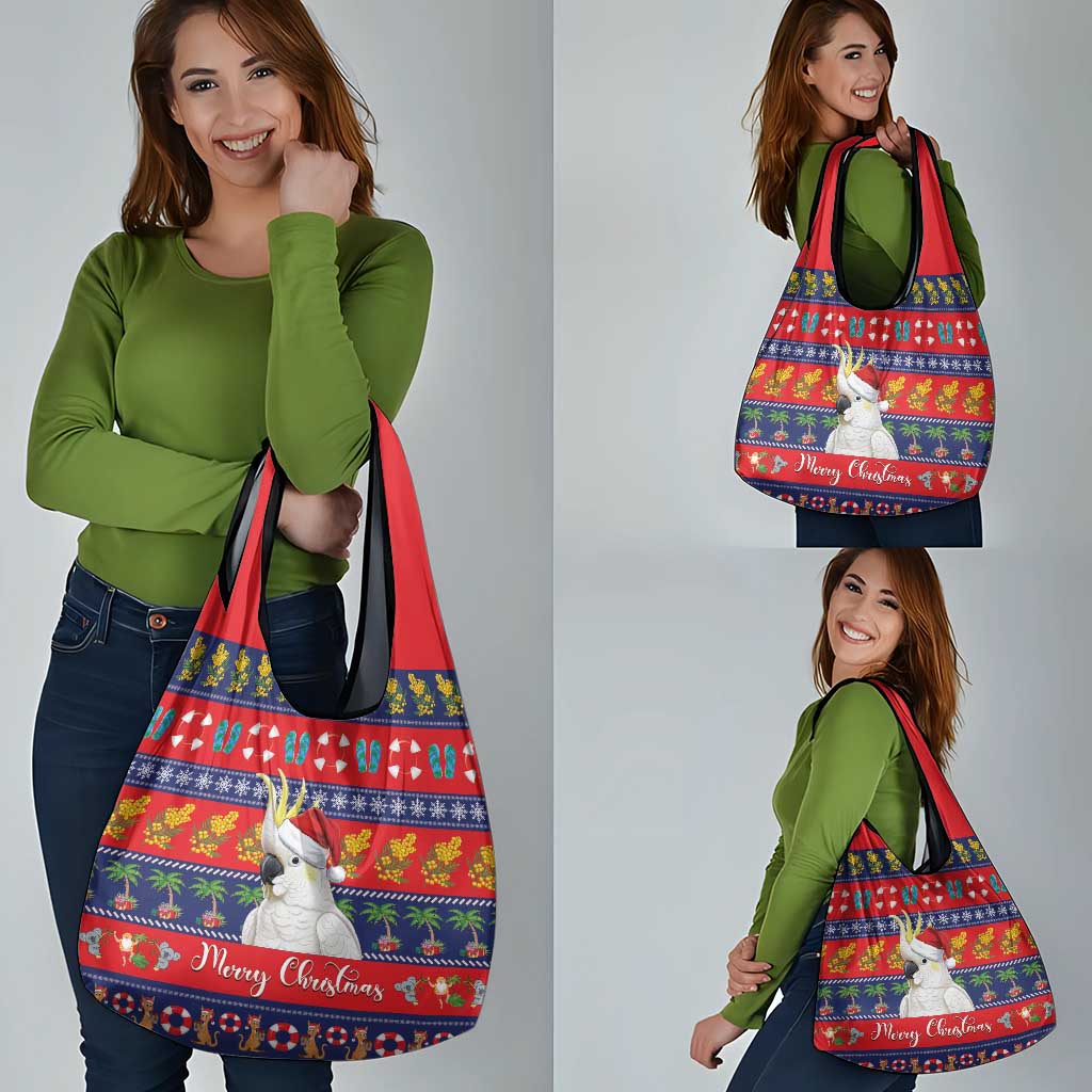 Sulphur-crested Cockatoo Australia Christmas Grocery Bag Aussie Xmas Beach Vibes - Aussie Hoodie