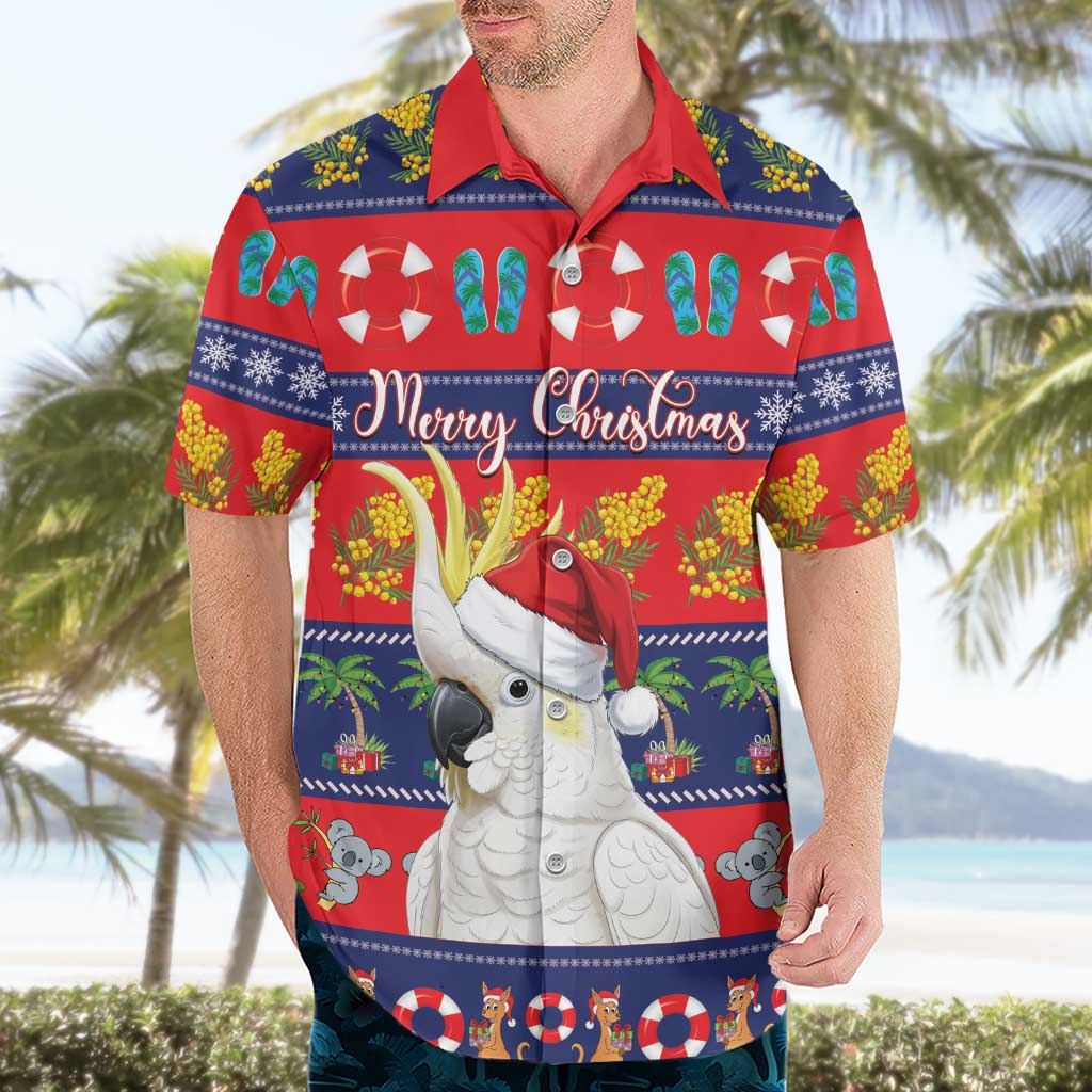 Sulphur-crested Cockatoo Australia Christmas Hawaiian Shirt Aussie Xmas Beach Vibes - Aussie Hoodie