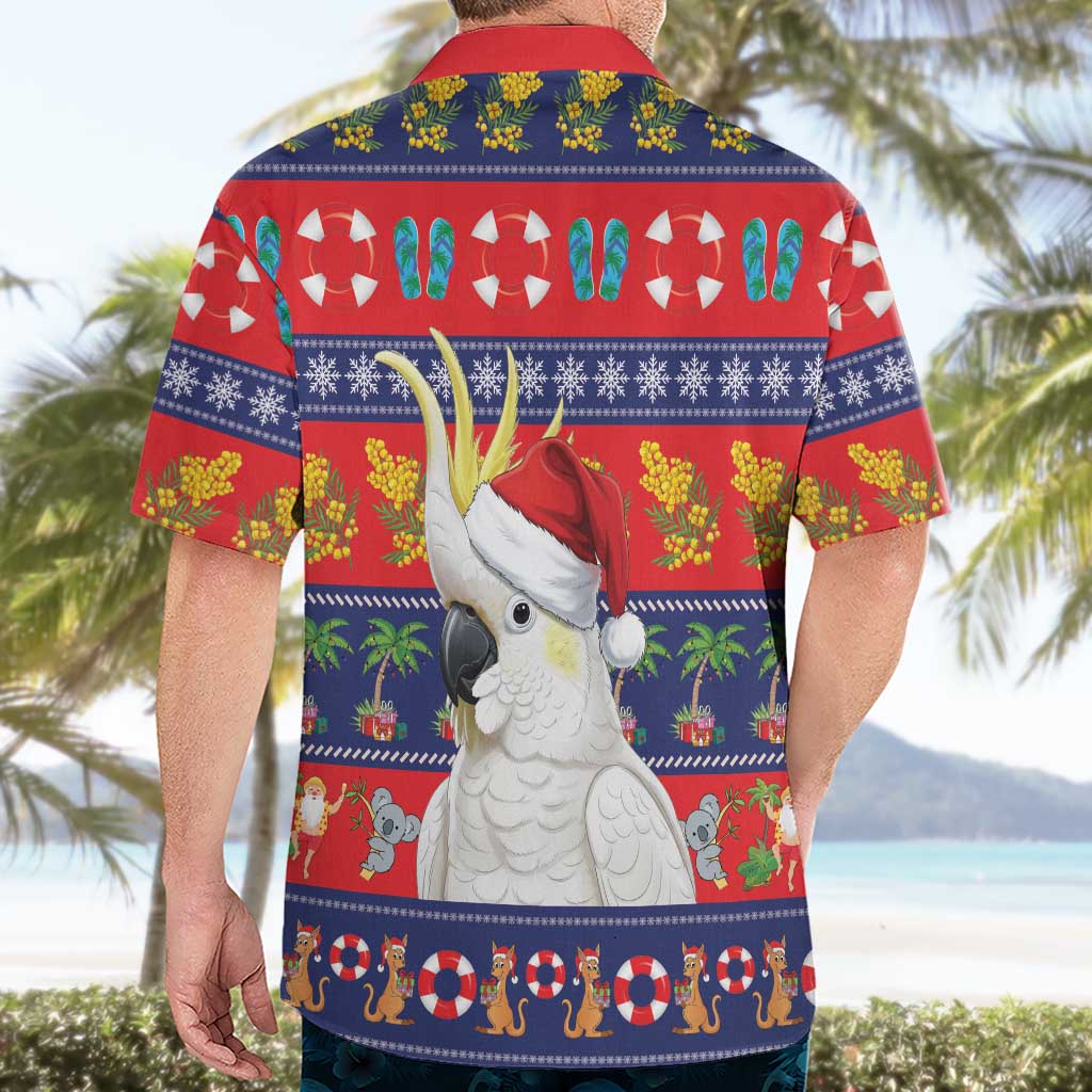 Sulphur-crested Cockatoo Australia Christmas Hawaiian Shirt Aussie Xmas Beach Vibes - Aussie Hoodie